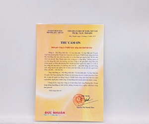 SAPUWA HONORED TO RECEIVE A LETTER OF APPRECIATION FROM THE PEOPLE’S COMMITTEE OF DUC NHUAN WARD